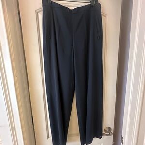 Ann Mashburn wide leg dress pants size 12 beautiful deep blue peacock